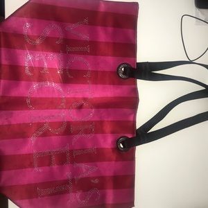 Striped Victoria’s Secret tote